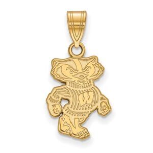 14k Yellow Gold U. of Wisconsin Medium Badgers Pendant
